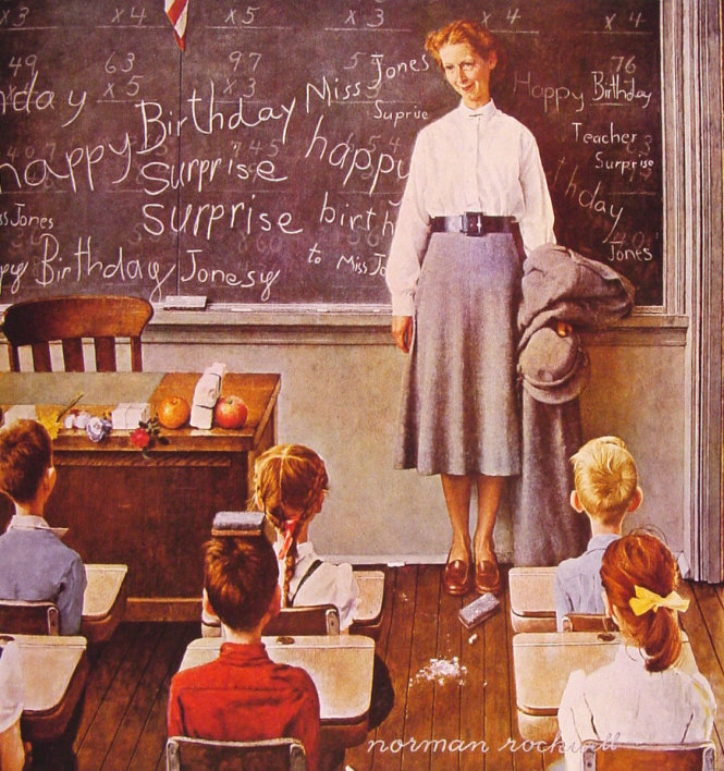 Sinh nhật cô giáo, tranh của Norman Rockwell. -Ảnh: wikiart.net