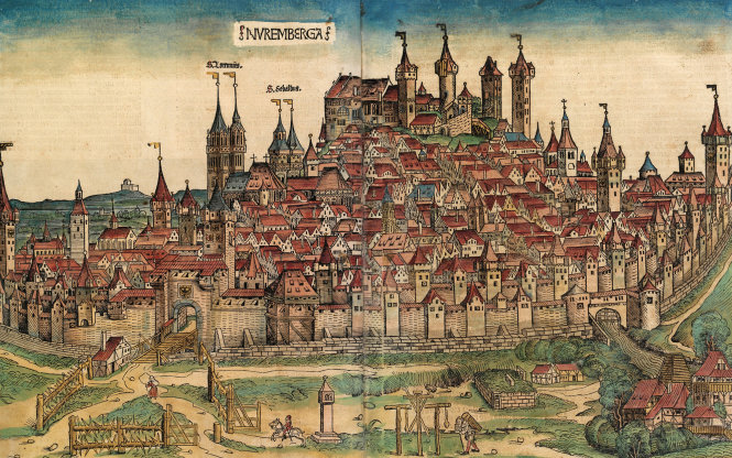 Tranh mộc bản toàn cảnh thành phố Nuremberg năm 1493. Loài người đã sống với các nhà nước - thành bang trong hàng nhiều thế kỷ trước khi biết tới khái niệm quốc gia hiện đại.-Ảnh: strategygroup.net