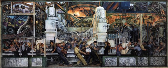 Tranh tường Detroit Industry của -Diego Rivera ở Viện Nghệ thuật Detroit. Ảnh: vassar.edu