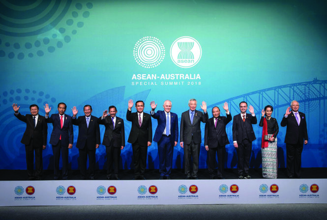 Thủ tướng Úc Malcolm Turnbull (thứ sáu từ trái) và các nhà lãnh đạo ASEAN trong thượng đỉnh đặc biệt ở Sydney. Ảnh: asean.org