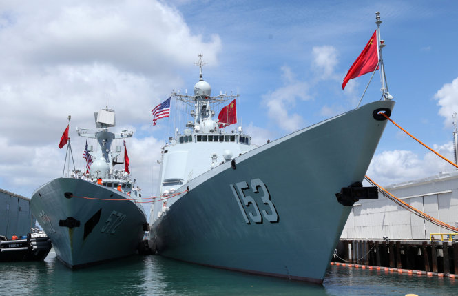 Tàu chiến Trung Quốc tham gia cuộc tập trận RIMPAC 2016. Ảnh: Asia News