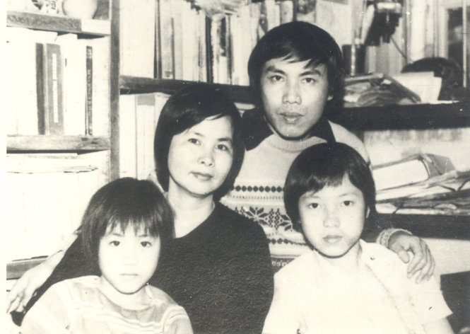 Gia đình Lưu Quang Vũ và Xuân Quỳnh 1980.-Ảnh: Gia đình cung cấp