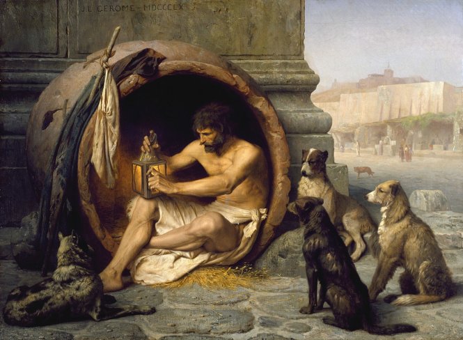 Diogenes sống trong chậu, tranh của Jean-Léon Gérôme, 1860. Ảnh: Wikipedia