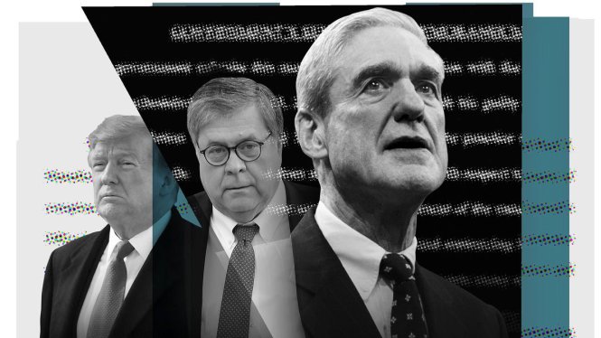 Từ trái sang: Tổng thống Trump, Bộ trưởng Barr, và công tố viên đặc biệt Mueller. Ảnh: Vox
