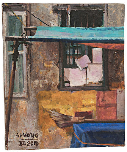 Góc phố cũ (2015) - tranh của họa sĩ Phạm Bình Chương, một trong các bức tranh được giới thiệu trong triển lãm chuyên đề 