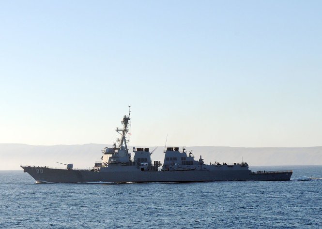 Khu trục hạm USS Preble, chiếc tàu chiến Mỹ thực hiện chuyến FONOP mới nhất ở Biển Đông. Ảnh: Wikipedia
