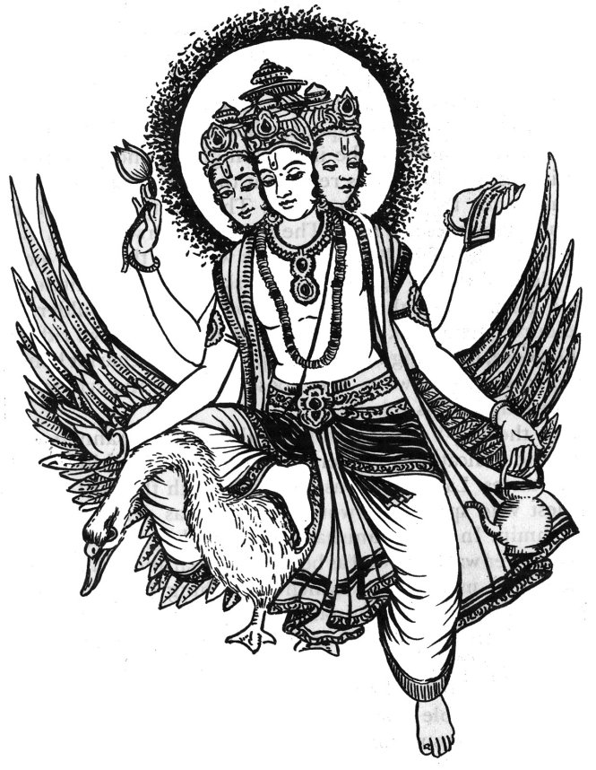 Thần Sáng Tạo Brahma trong motif tranh dân gian Ấn Độ