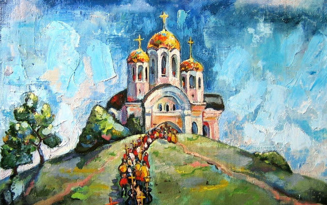Tranh vẽ Nhà thờ Thánh George tại Samara của Nina Silaeva.