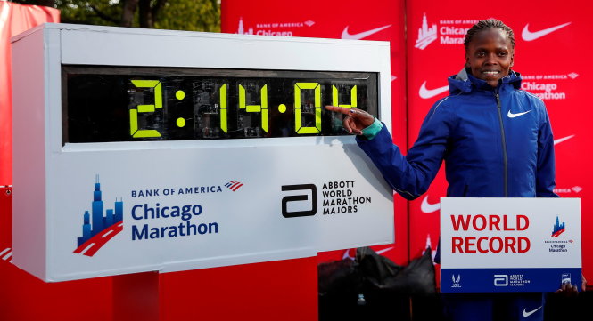 Chủ nhân mới của kỷ lục marathon thế giới Brigid Kosgei. Ảnh: Getty Images