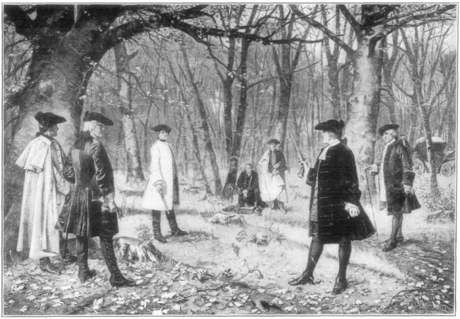Vụ đọ súng Burr Hamilton, tranh vẽ năm 1902. Burr là người chủ tọa phiên luận tội đầu tiên trong lịch sử Hoa Kỳ. Ảnh: Wikipedia.org