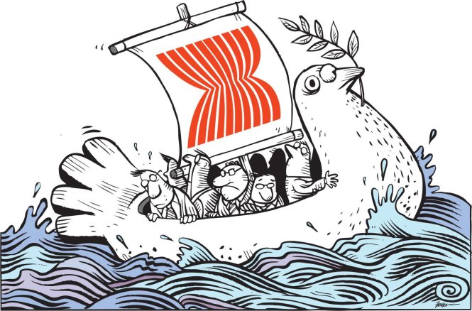Cả ASEAN ở chung trên một con thuyền hòa bình. Ảnh: The Straits Times