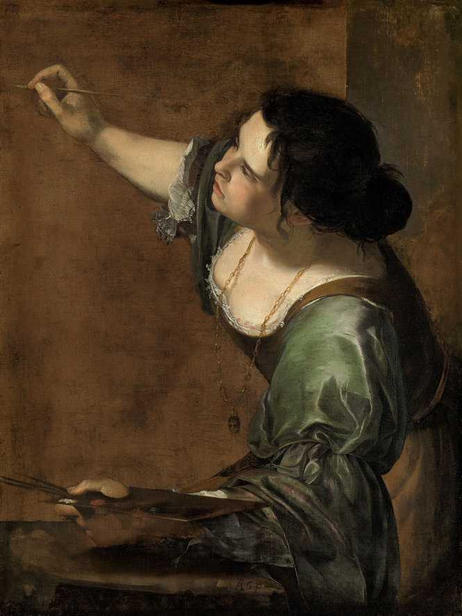 Tự họa trong sự diễn dịch hội họa của Artemisia Gentileschi, vẽ năm 1638-1639, kích thước 96,5cm x 73,7cm.