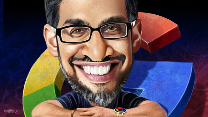 Sundar Pichai sẽ thay hai nhà đồng sáng lập Google đương đầu mọi thách thức. Ảnh: FT