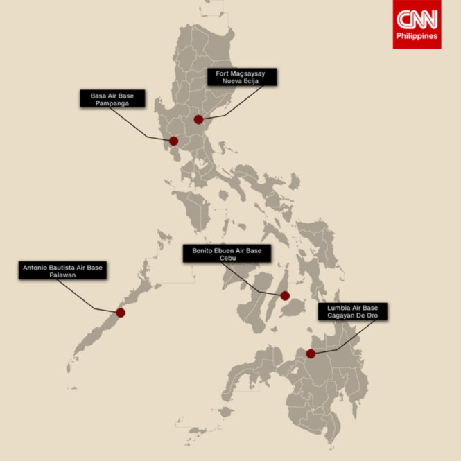 Các căn cứ quân sự của Mỹ ở Philippines. Ảnh: CNN Philippines