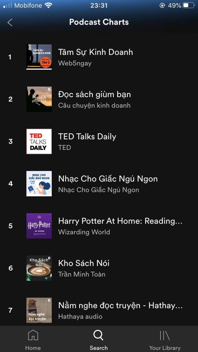 Nhiều chương trình Việt Nam lọt top phổ biến trên Apple Podcasts. Ảnh chụp màn hình