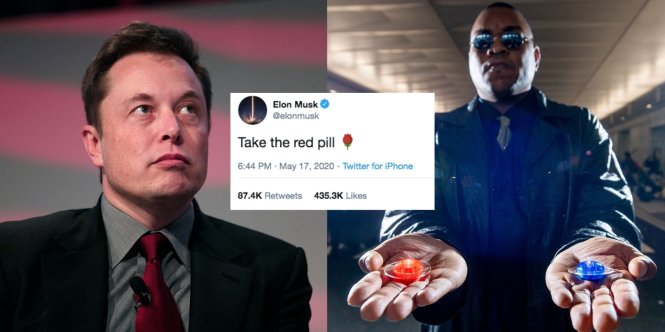 Elon Musk, dòng tweet tranh cãi và hai viên thuốc xanh, đỏ trong The Matrix. Ảnh: Independent