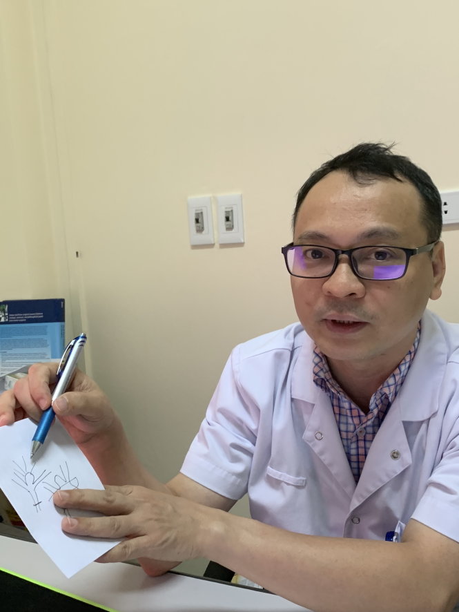Bác sĩ Ngô Mạnh Hùng giải thích lý do vì sao cần nối mạch điều trị. Ảnh: L.ANH