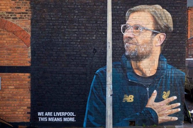 Tranh tường Klopp ở thành phố Liverpool. Ảnh: Liverpool Echo