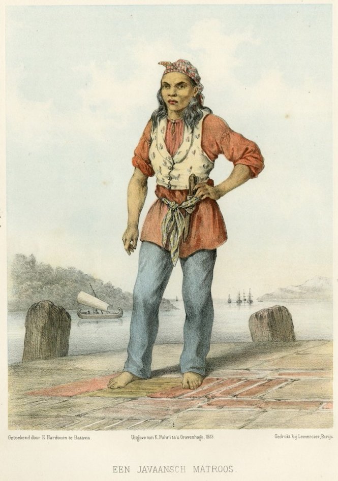 Một nữ thủy thủ người Java, tranh vẽ năm 1855. Ảnh: Wikipedia
