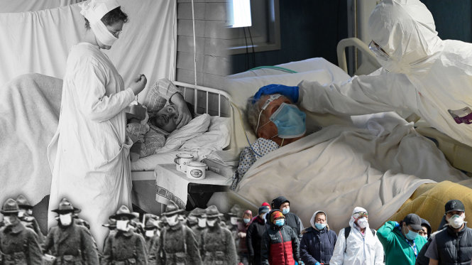 Những hình ảnh tương đồng trong đại dịch 1918 và 2020. Ảnh: Getty Images