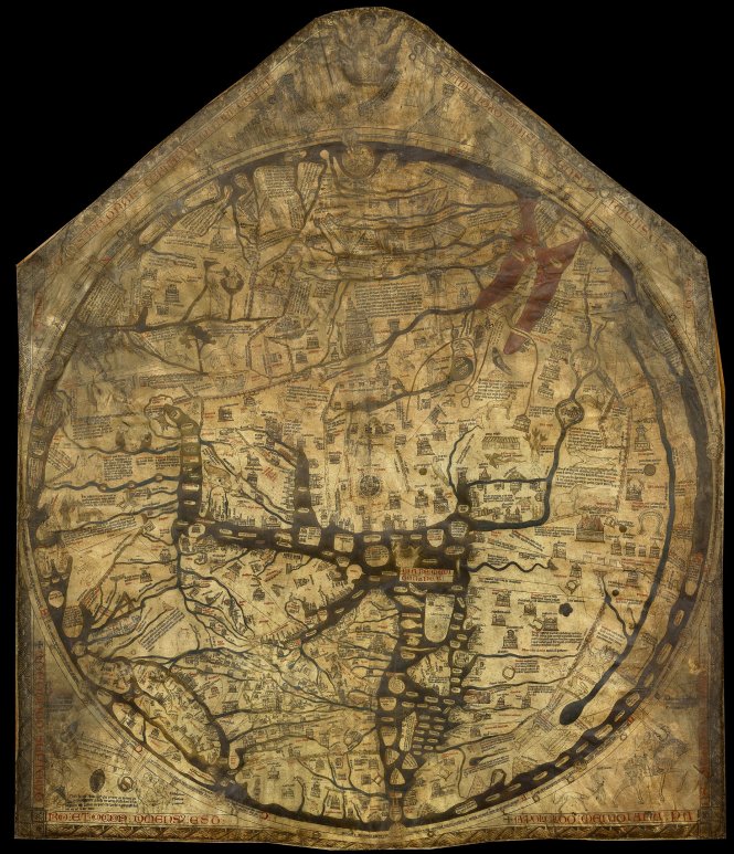 Bản đồ Mappa Mundi ở nhà thờ Hereford (Anh), khoảng năm 1300. Ảnh: UNESCO UK