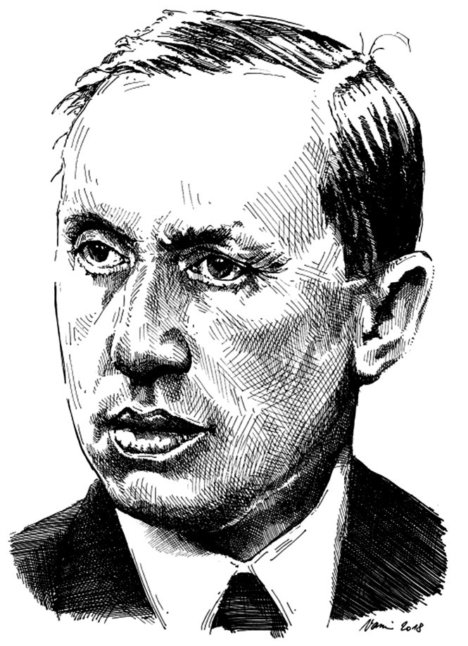 Ký họa chân dung Capek của Miroslav Vomáčka