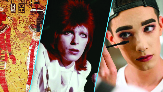 Tranh thời Ai Cập cổ đại - Ca sĩ David Bowie - James Charles, gương mặt nam đại diện cho Hãng mỹ phẩm CoverGirl. Ảnh: mic.com
