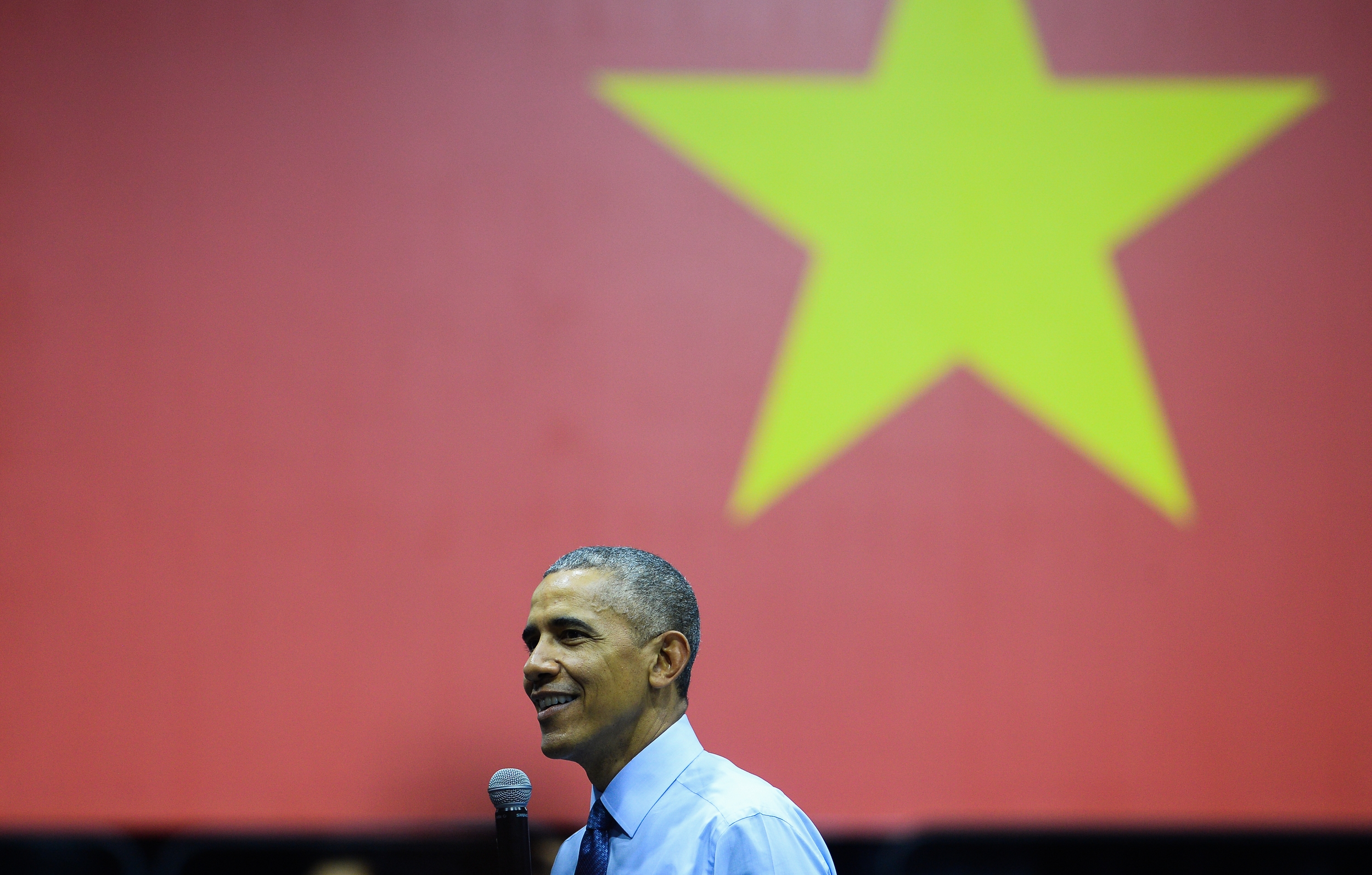 Ông Obama tại buổi gặp gỡ thủ lĩnh trẻ YSEALI tại Gem Center  -Thuận Thắng