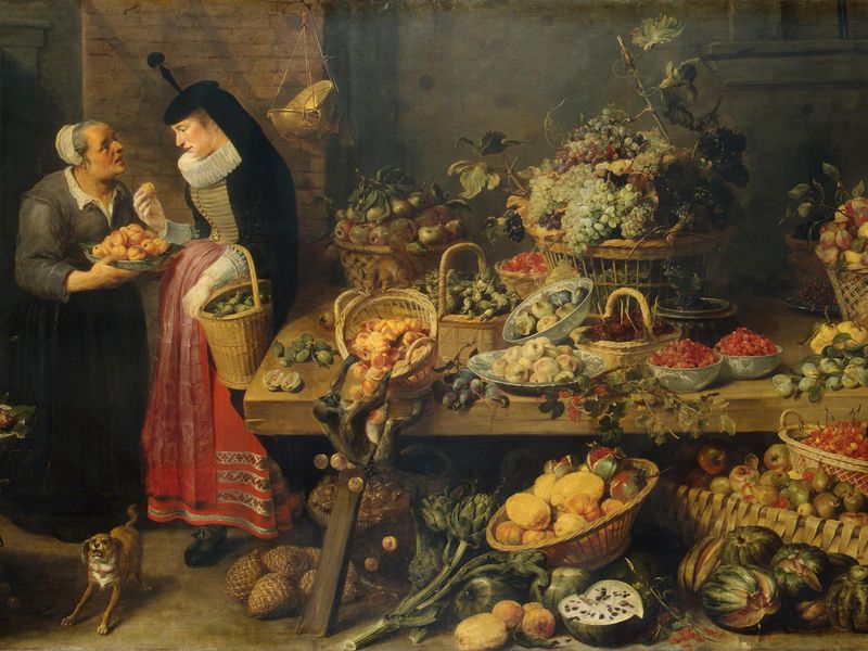 Bức “Quầy hoa quả” của Frans Snyders mô tả một loạt nông sản từ thế kỷ 17. Ảnh: Wikimedia