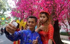 Bạn trẻ nô nức chụp ảnh tết Đinh Dậu ở Sài Gòn