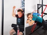 Chàng trai tự chế dụng cụ vừa kéo tạ vừa gãi ngứa lưng