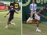 Hai tay vợt từ đánh tennis chuyển sang chơi bóng đá trên sân