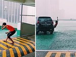 Thanh niên đi dép tông chạy trốn mưa gục ngã trước cửa ôtô