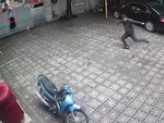 Vợ đu cửa cổng xem chồng bắt chuột