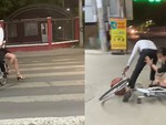 Cô gái ngã 'dập mông' khi ngồi xe đạp
