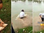 Người đàn ông để sổng cá khủng còn hỏng luôn điện thoại