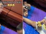 Cậu bé buồn nôn khi nhìn em trai ăn sầu riêng