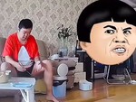 Sen đứng hình vì bị cún cưng đạp đổ đồ ăn