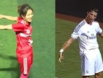 Nữ cầu thủ ăn mừng bàn thắng như Ronaldo