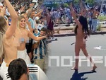 Nữ CĐV khỏa thân trong buổi diễu hành của tuyển Argentina