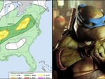 Hình ảnh dự báo thời tiết ở Mỹ giống hệt... 'Ninja Rùa'