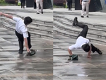 Chàng trai nhảy hip hop khi trượt chân ngã