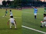 Cậu bé đứng ngây người vì sút tung lưới thủ môn đội nhà