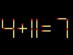 Thử tài IQ: Di chuyển một que diêm để 4+11=7 thành phép tính đúng