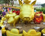 Đàn heo vàng xuất hiện tại hội chợ hoa xuân Phú Mỹ Hưng
