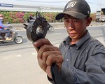 Anh ve chai bỏ tết đi nhặt đinh trên quốc lộ