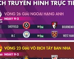 Lịch trực tiếp bóng đá châu Âu ngày 9-2