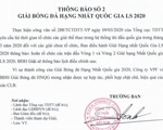 Tạm hoãn Giải bóng đá hạng nhất 2020