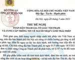 Giám đốc Công an Hà Nội đề nghị người dân tố giác người nhập cảnh trái phép