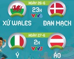 Lịch trực tiếp vòng 16 đội Euro 2020: Xứ Wales - Đan Mạch, Ý - Áo